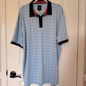 Kenneth Cole Golf Blue and Black Polo XXL Performance Shirt with Sporty Pattern